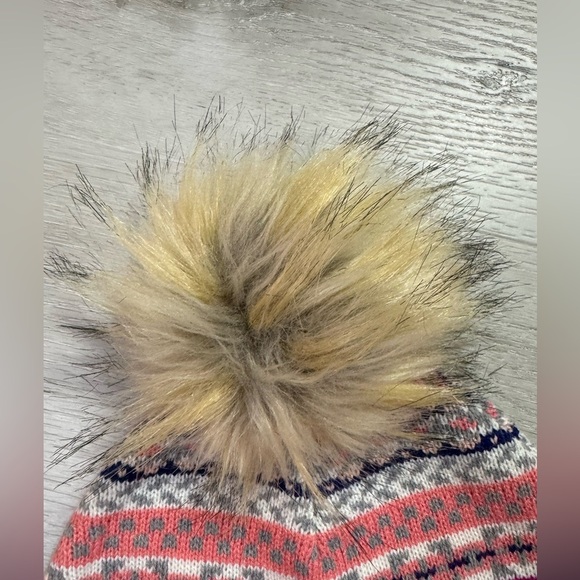 J. Crew Factory Fair Isle Pom-Pom Hat, One size, Gray and Pink - Picture 5 of 10